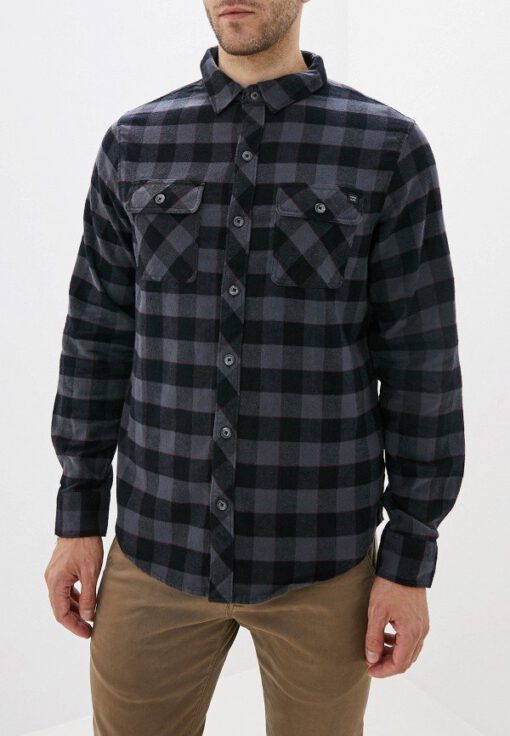 Camisa BILLABONG de Manga Larga franela Hombre All Day Flannel Ref. Q1SH03 BIF9 Cuadros negros detalles rojos