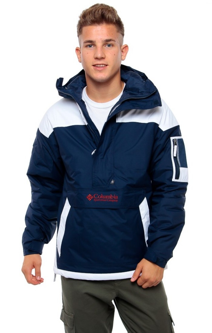 Chaqueta COLUMBIA con capucha y aislamiento para hombre invierno Challenger™ Pullover Collegiate Navy White Ref. 1698431468 azul y blanca | Martimpe - Tienda de Moda Gausach, Vielha, Valle de Aran