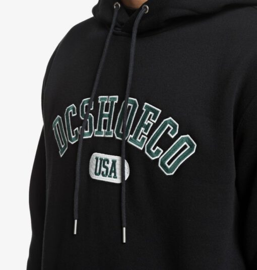 Sudadera DC SHOES Hombre con capucha GLENRIDGE BLACK (kvj0) Ref. EDYFT03385 negra logo verde pecho