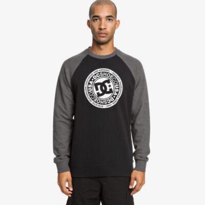 Sudadera DC SHOES Hombre Cuello redondo CIRCLE STAR CHARCOAL HEATHER/ BLACK (xkkk) Ref. EDYSF03198 gris y negra