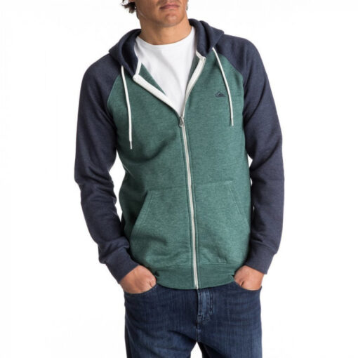 Sudadera Hombre Quiksilver cremallera y capucha Everyday Zip-Up Hoodie Silver Pine (GPAH) Ref. EQYFT03429 Verde y azul tejano