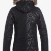 Chaqueta esquí ROXY niña con capucha pelo sintético Jet Ski Solid TRUE BLACK (kvj0) Ref. ERGTJ03018 negra con detalles rosas