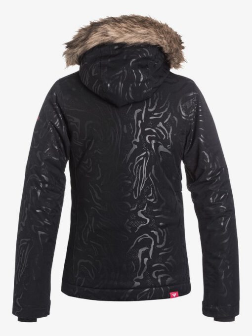 Chaqueta esquí ROXY niña con capucha pelo sintético Jet Ski Solid TRUE BLACK (kvj0) Ref. ERGTJ03018 negra con detalles rosas