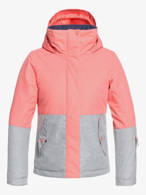 Chaqueta esquí ROXY niña con capucha Jetty Block SHELL PINK (mhg0) Ref. ERGTJ03059 Rosa palo y gris claro