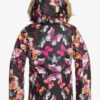 Chaqueta esquí ROXY niña con capucha pelo sintético Jett Sky TRUE BLACK BUTTERFLY (kvm3) Ref. ERGTJ03075 Mariposas colores