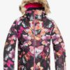 Chaqueta esquí ROXY niña con capucha pelo sintético Jett Sky TRUE BLACK BUTTERFLY (kvm3) Ref. ERGTJ03075 Mariposas colores