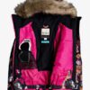 Chaqueta esquí ROXY niña con capucha pelo sintético Jett Sky TRUE BLACK BUTTERFLY (kvm3) Ref. ERGTJ03075 Mariposas colores