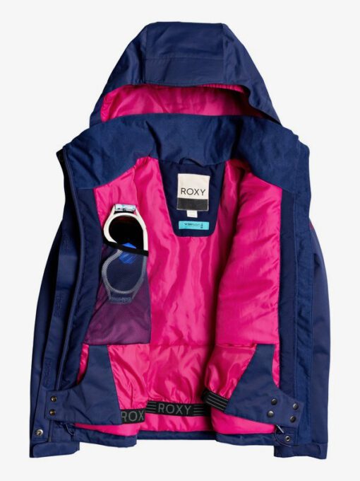 Chaqueta esquí ROXY niña con capucha Jetty MEDIEVAL BLUE (bte0) Ref. ERGTJ03083 azul detalles fucsia