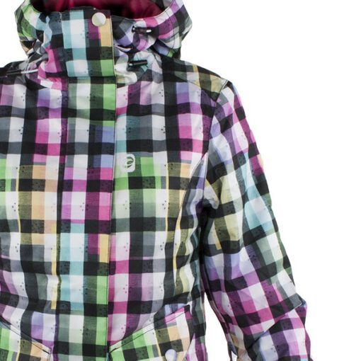Chaqueta esquí RIP CURL niña con capucha Bubble Dots Jacket optica white Ref. 3262 Topos rojos negros y blanco