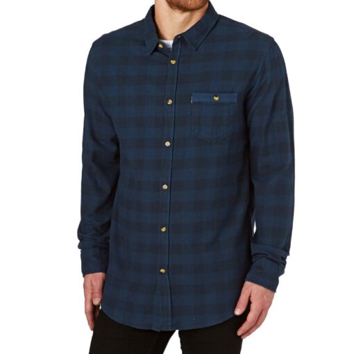 Camisa RIP CURL de Manga Larga franela Hombre Check Shirt Long Sleeve Shirt in Dusty Mood Indigo Ref. CSHDR4 cuadros azules