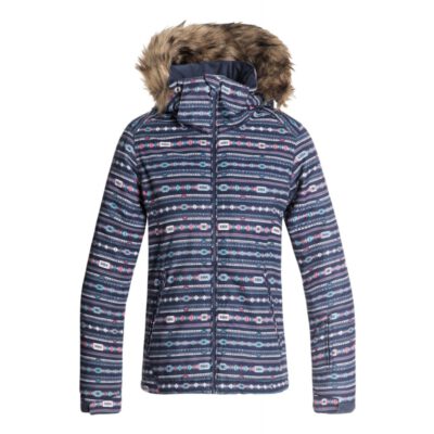 Chaqueta esquí ROXY niña con capucha pelo sintético Jett Sky (BQY4) Ref. ERGTJ03053 Azul estampado étnico