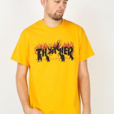 Camiseta THRASHER Magazine Hombre manga corta Crows T-Shirt Ref. TSR-144836M amarilla y roja cuervos