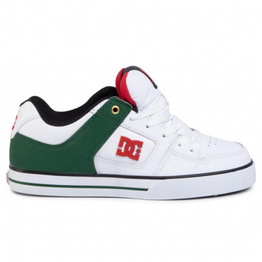 Zapatillas de piel cuero DC SHOES para hombre PURE SE Black/White/Gold Ref. 301024 Blanca/verde