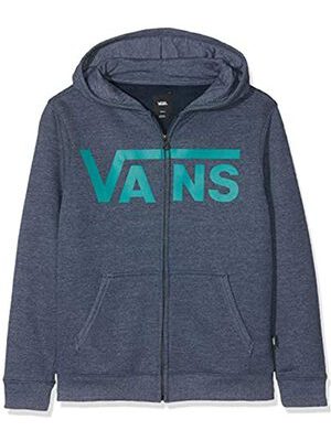 Sudadera VANS con capucha y cremallera para niños Ref. VN000J6LTCK1 By Vans Classic Zip azul tejano letras verdes