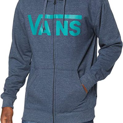 Sudadera VANS con capucha y cremallera para Chicos Ref. VN000J6KTDK1 MN Vans classic zip hd  azul tejano letras verdes