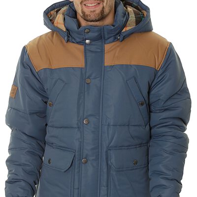 Chaqueta invierno SANTA CRUZ hombre Urbana con capucha cálida THREEMILE MENS INDIGO Ref. scjkt Azul y camel