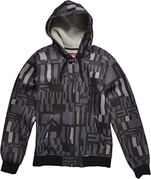 Sudadera exterior niño QUIKSILVER con capucha y forrada interior borreguito Hood Zip Sweat Sherpa All Over Shirt Blender raven Ref. KGMPO083 GRIS