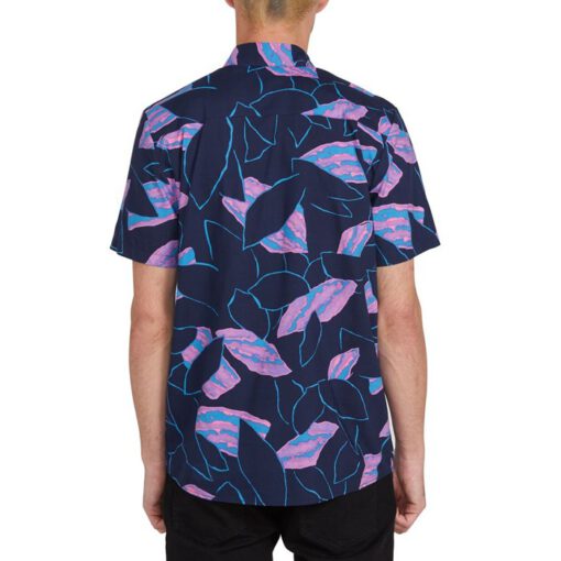 Camisa VOLCOM Manga Corta para Hombre llamativa SECRET LEAF - AZUL NEGRO Blue Ref. A0412002 azul y rosa fluor floral