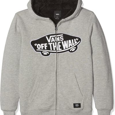 Sudadera exterior niño VANS con capucha y forrada interior borreguito Hood Zip Sweat Sherpa Hessel boys Ref. VN000XN1ADY Gris claro