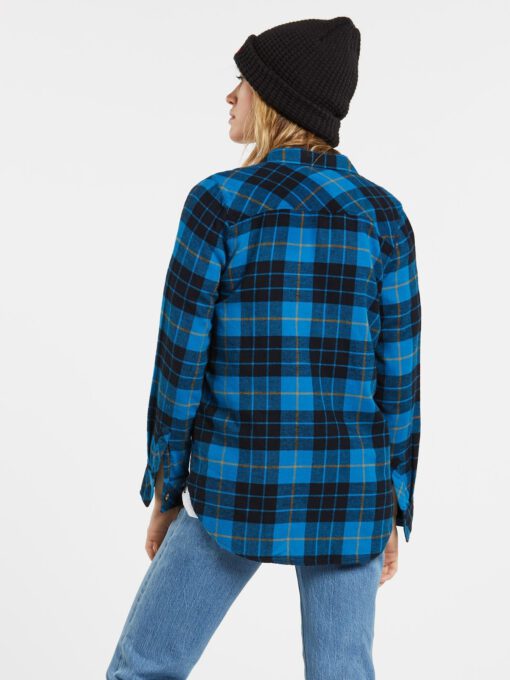 Camisa Mujer VOLCOM Franela manga larga GETTING RAD PLAID - TURKISH BLUE Ref. B0531800 cuadros azules