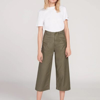 Pantalón volcom acampanado Mujer ARMY WHALER WIDE LEG - ARMY GREEN COMBO Ref. B1112000 verde caqui