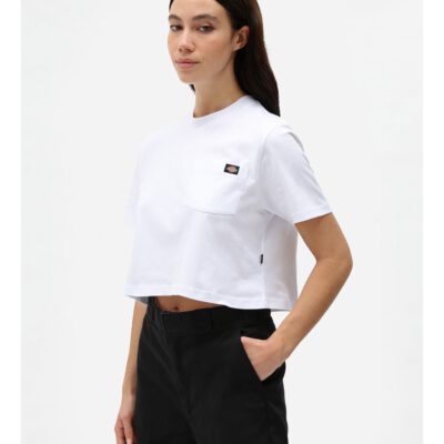 Nueva colección Camiseta corta top DICKIES mujer manga corta básica Portedale crop W WHX WHITE Ref. DK0A4XDEWHX Blanca