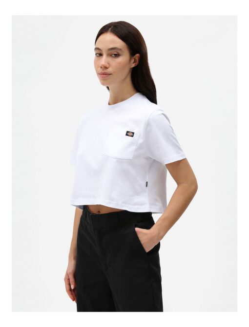 Nueva colección Camiseta corta top DICKIES mujer manga corta básica Portedale crop W WHX WHITE Ref. DK0A4XDEWHX Blanca