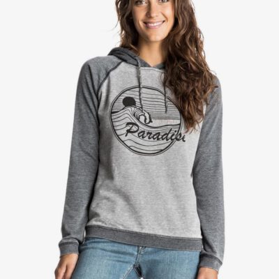 Sudadera ROXY con capucha para Mujer Palm Bazaar Paradise TRUE BLACK (kvj0) Ref. ERJFT03355 gris