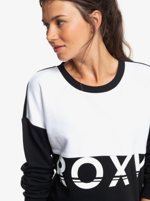 Sudadera ROXY cuello redondo Mujer Rendez-Vous With You HERITAGE HEATHER (sgrh) Ref. ERJFT04047 negra y blanca