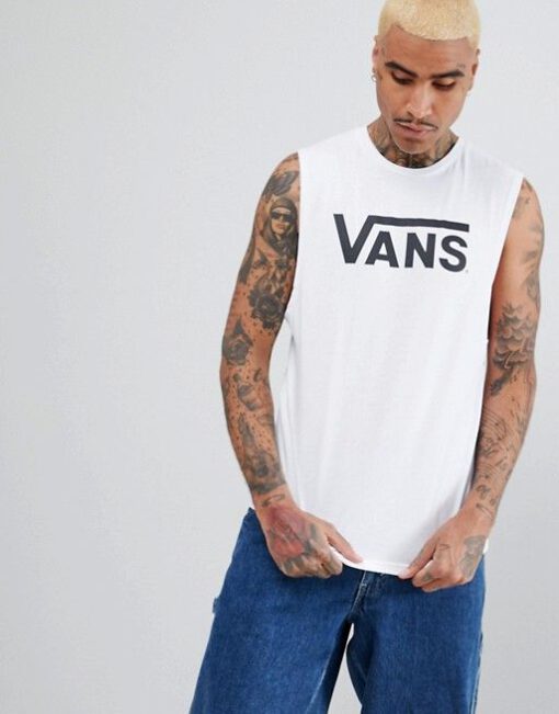 Camiseta Hombre VANS tirantes básica MN CLASSIC CHOPPER Ref. VA2WNFYB2 blanca con logo negro