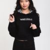 Sudadera corta VANS Mujer con capucha STRAIT OUT TURVY Ref. VN0A4DR7BLK negra cuadros ajedrez estampado Checkerboard,