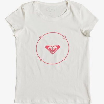 Camiseta ROXY niña manga corta dream another (wbto) Ref. ERGZT03256 blanco roto logo rosa