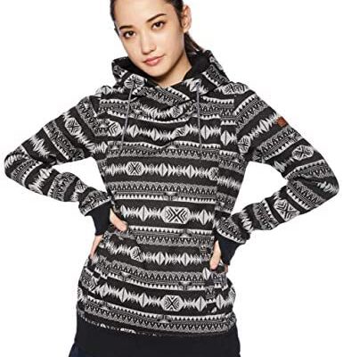 Sudadera Nieve DC SHOES Técnica con capucha para mujer Dipsy TRUE BLACK_INDIE STRIPES JACQU (kvd1) Ref. ERJFT03749 blanca y negra étnica