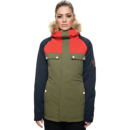 Chaqueta nieve 686 con capucha pelo con aislamiento para mujer WMS DREAM JACKET fatigue Ref. L7W310 verde/marino/naranja