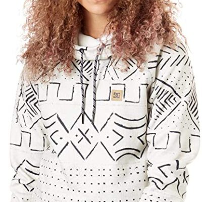 Sudadera Nieve DC SHOES Técnica con capucha para mujer SALEM SILVER BIRCH MUD CLOTH A (wej6) Ref. EDJFT03060 blanca y negra étnica