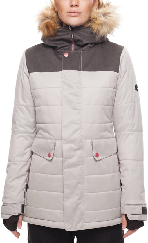 Chaqueta nieve 686 con capucha pelo con aislamiento para mujer Runway Infiloft grey Ref. L7W308 Gris clara