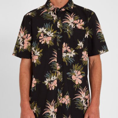 Camisa VOLCOM Manga Corta para Hombre llamativa FLORAL WITH CHEESE - BLACK Ref. A0412112 Negra flores Nueva Colección