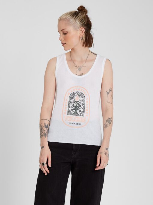 Camiseta VOLCOM Mujer tirantes canalé RIBIT UP - BLANCO Ref. B4512104 blanca árbol Nueva Colección