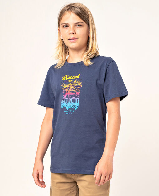 Camiseta RIP CURL Niño manga corta surfera Truckito Boy Navy Ref. KTEYD4 Azul furgoneta Surf