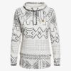 Sudadera Nieve DC SHOES Técnica con capucha para mujer SALEM SILVER BIRCH MUD CLOTH A (wej6) Ref. EDJFT03060 blanca y negra étnica