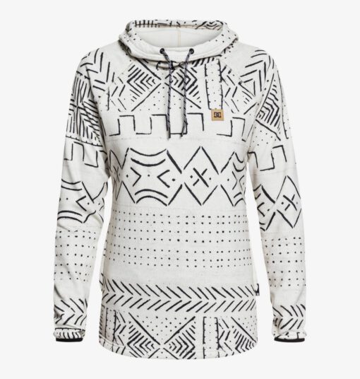 Sudadera Nieve DC SHOES Técnica con capucha para mujer SALEM SILVER BIRCH MUD CLOTH A (wej6) Ref. EDJFT03060 blanca y negra étnica