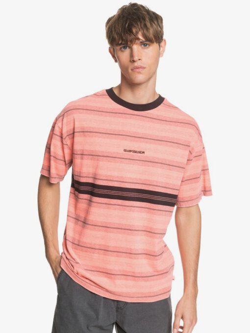 Camiseta QUIKSILVER hombre manga corta básica Back On FIERY CORAL BACK ON TEE (npm3) Ref. EQYKT03962 coral rayas