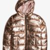 Chaqueta acolchada ROXY niña con capucha resistente agua Be Alright (mcp0) Ref. ERGJK03078 rosa metálizada