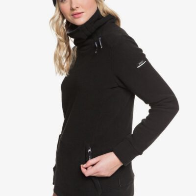 Sudadera Nieve ROXY Técnica con Cuello Alto para Mujer Deltine SpinDye® TRUE BLACK (kvj0) Ref. ERJFT04010 negra