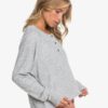 Sudadera ROXY suave cuello redondo botones Mujer Take It Home HERITAGE HEATHER (sgrh) Ref. ERJKT03746 gris claro
