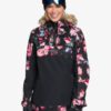 Anorak nieve ROXY con capucha pelo mujer Shelter TTRUE BLACK BLOOMING PARTY (kvj6) Ref. ERJTJ03262 negra floreada