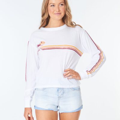 Camiseta Mujer RIP CURL manga larga Golden Days Long Sleeve Tee White Ref. GTEJD9FW2021 blanca palmeras