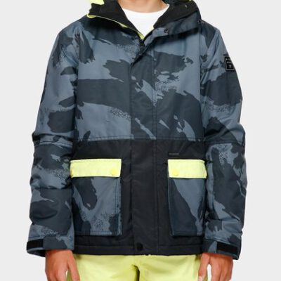 Chaqueta exterior niño nieve BILLABONG con capucha FIFTY 50 BOYS Jacket CITRUS Ref. Q6JB02 amarilla y negra camo