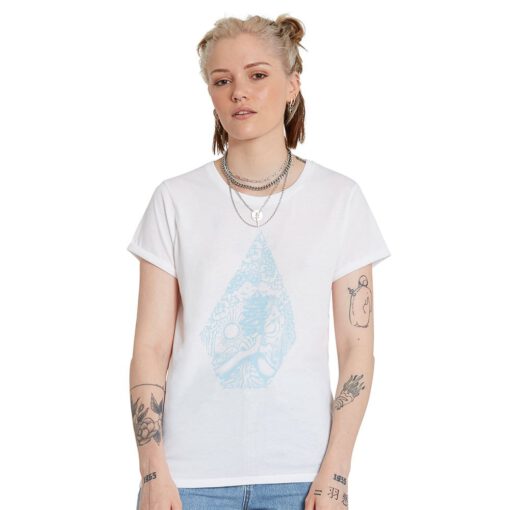 Camiseta VOLCOM Mujer manga corta RADICAL DAZE - WHITE Ref. B3512115_BLK blanca flor Nueva Colección