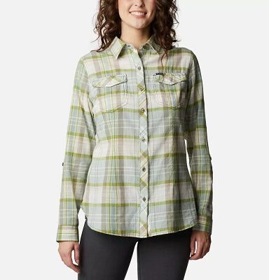 Camisa COLUMBIA de manga larga para mujer Camp Henry™ II Stone Green Plaid Ref. 1885535397 Cuadros verdes